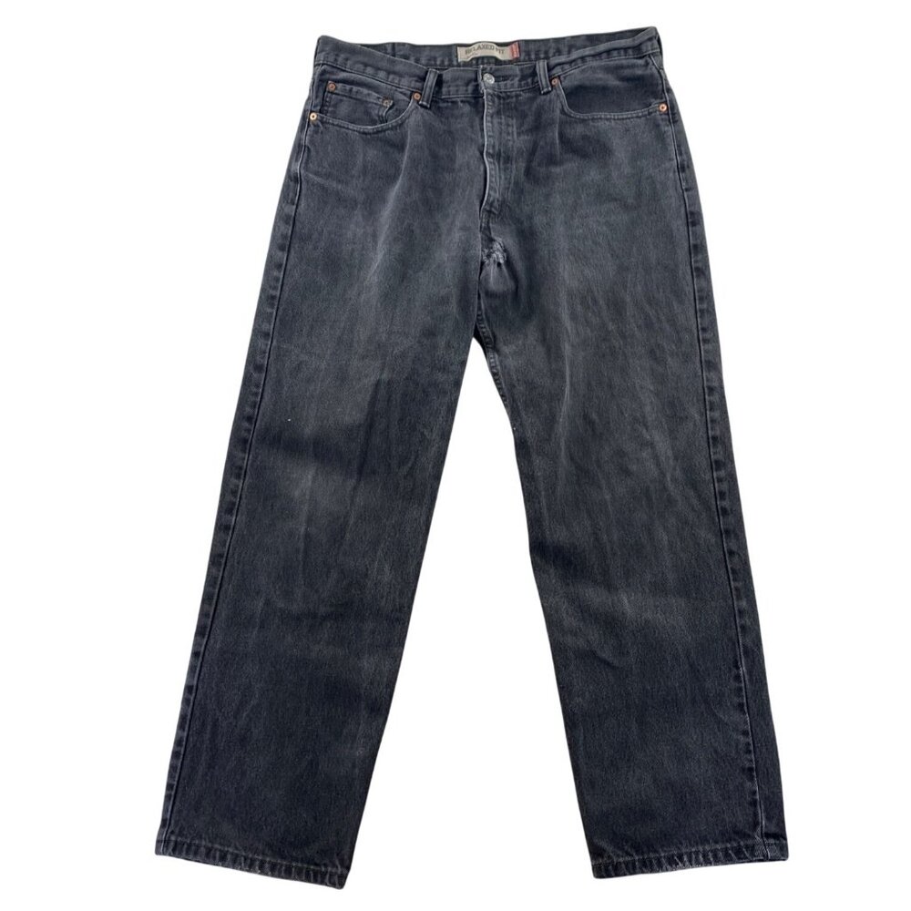 Levis Mens 550 Jeans Size 38x32 Black Denim Relaxed Fit Straight Leg Classic